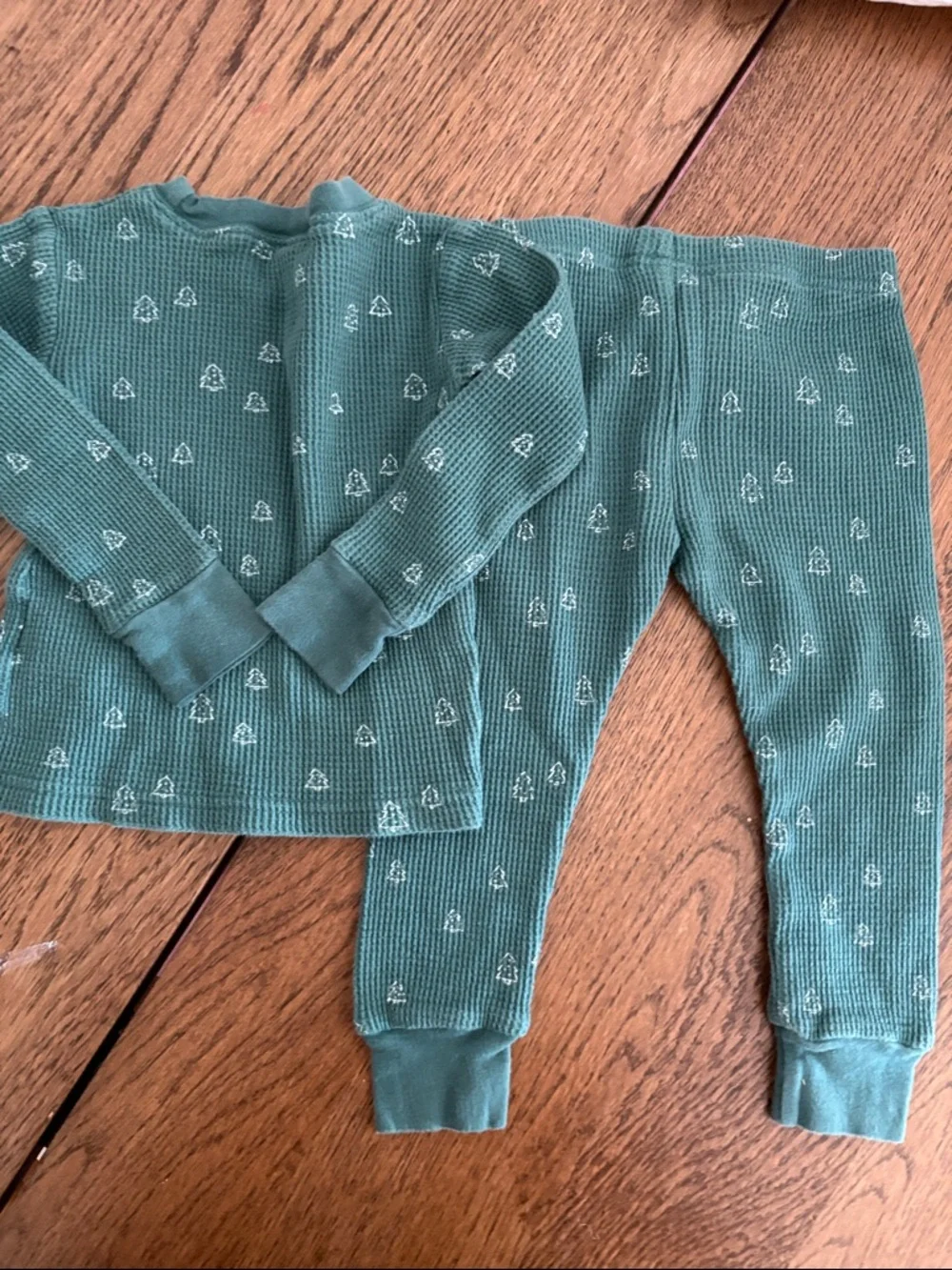 Little Planet Organic Christmas Tree Waffle Knit Pajama Set Organic Cotton